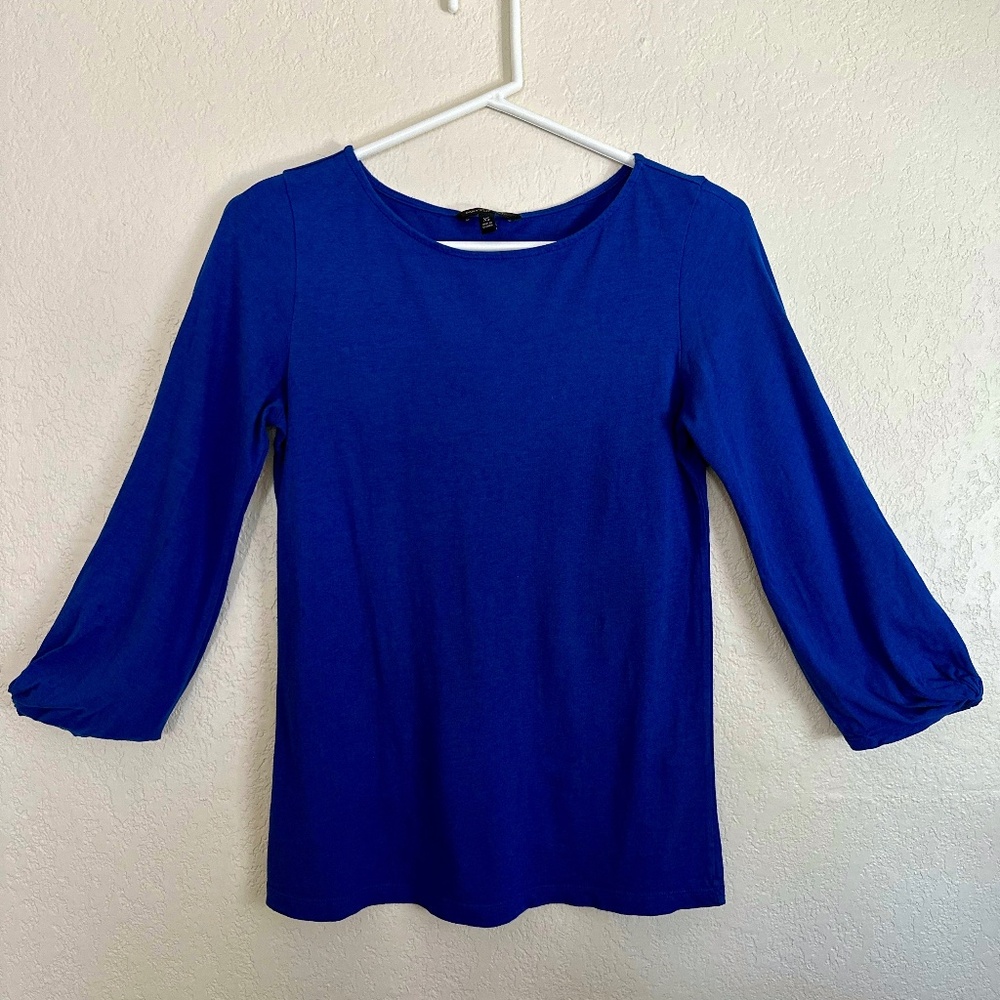 Blue Puffy-Sleeve Blouse - BANANA REPUBLIC